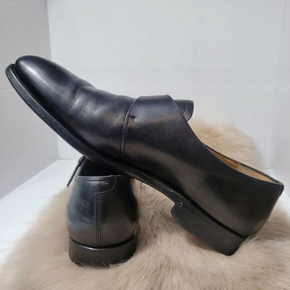 Ralph Lauren Mens Calf Monk Strap Black Leather Oxford Shoes Size 11 - Picture 7 of 12